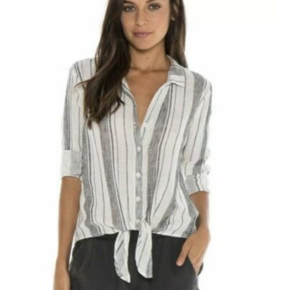 cloth & stone Tops - Cloth & Stone Front Knot Striped Linen Top XS 2024